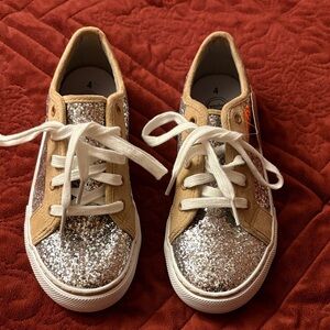 Wonder Nation Silver Glitter and Tan Kids Sneakers